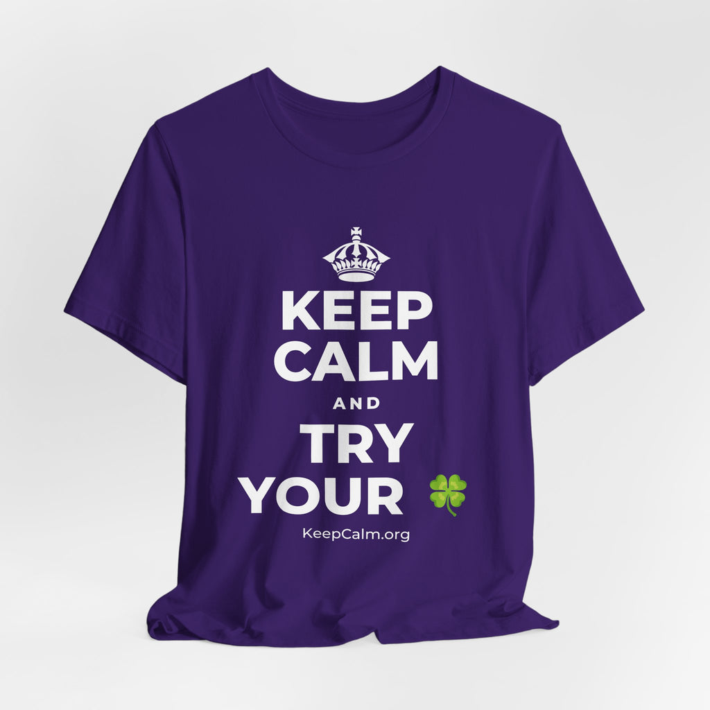KEEP CALM AND TRY YOUR 🍀 T-Shirt (Soft Cream–Heather Mauve)