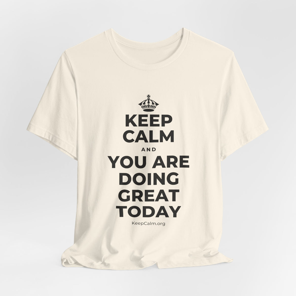 KEEP CALM AND YOU ARE DOING GREAT TODAY T-Shirt (White–Asphalt)