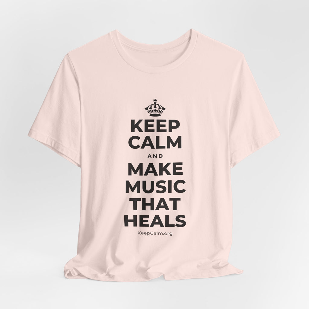 KEEP CALM AND MAKE MUSIC THAT HEALS T-Shirt (Soft Cream–Heather Mauve)