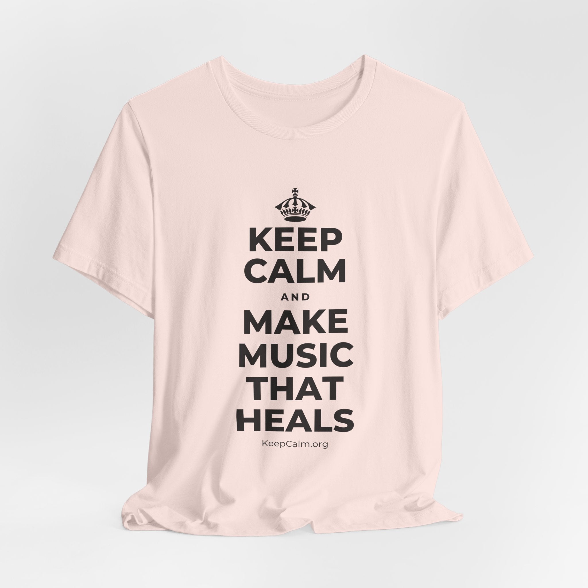 KEEP CALM AND MAKE MUSIC THAT HEALS T-Shirt (Soft Cream–Heather Mauve)