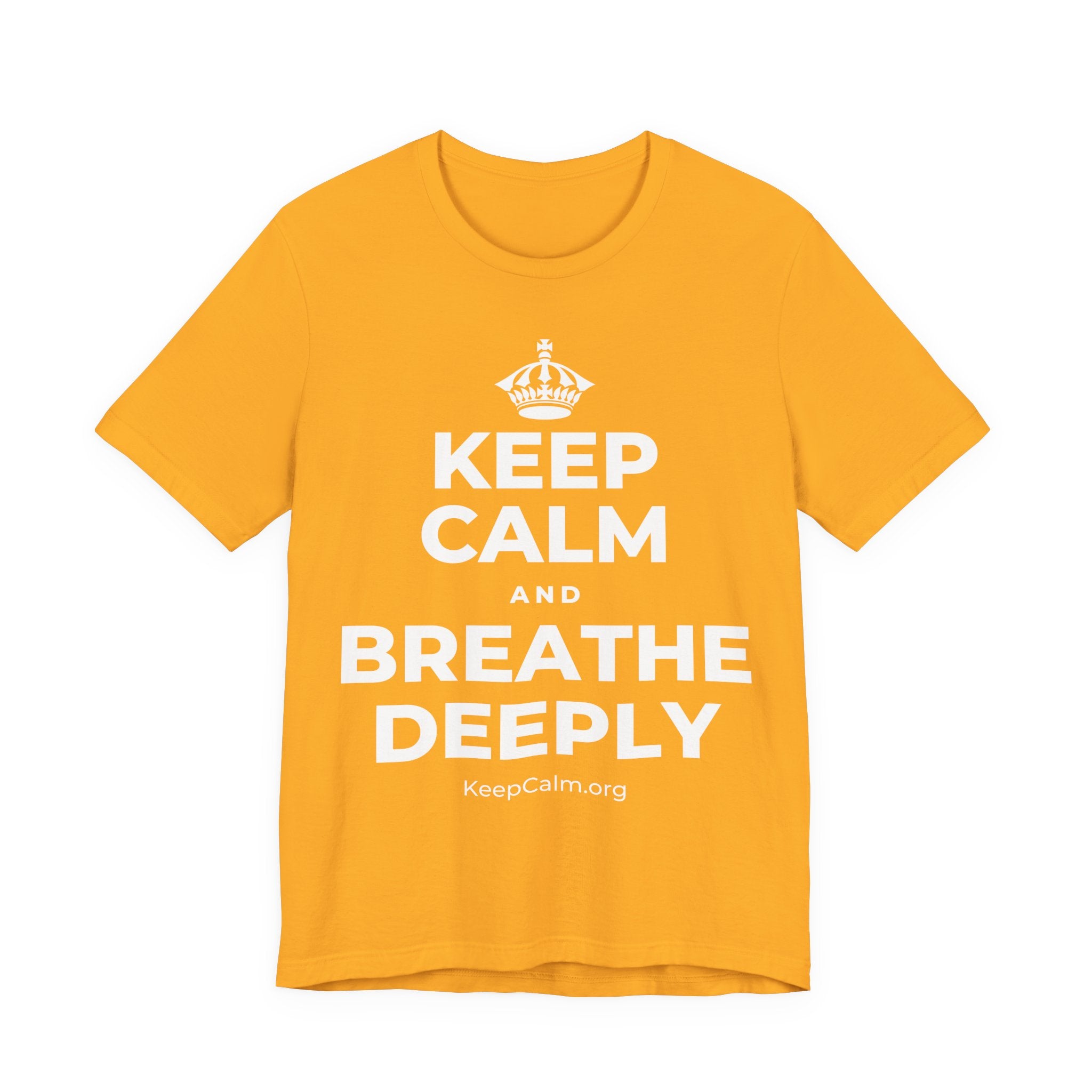 KEEP CALM AND BREATHE DEEPLY T-Shirt (Baby Blue–Silver)