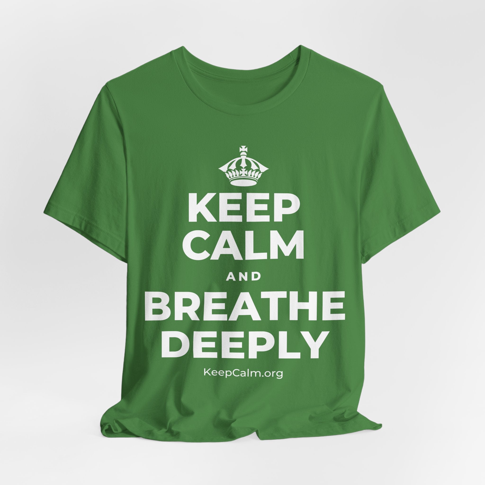 KEEP CALM AND BREATHE DEEPLY T-Shirt (Baby Blue–Silver)