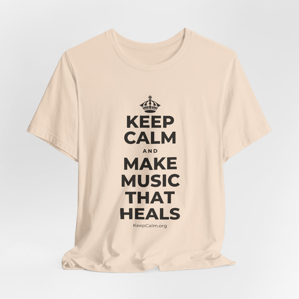 KEEP CALM AND MAKE MUSIC THAT HEALS T-Shirt (Soft Cream–Heather Mauve)