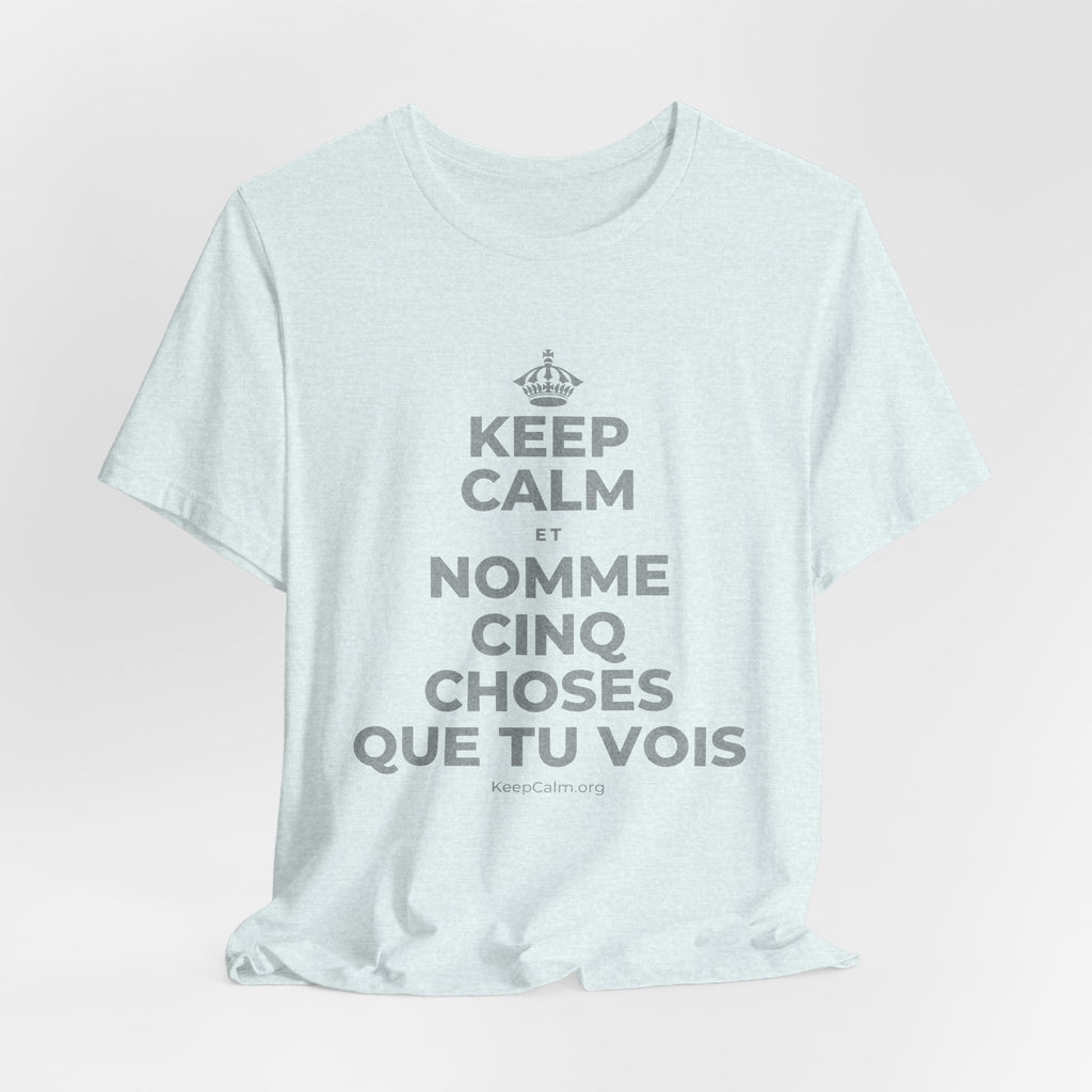 KEEP CALM ET NOMME CINQ CHOSES QUE TU VOIS T-Shirt (Soft Cream–Heather Mauve)