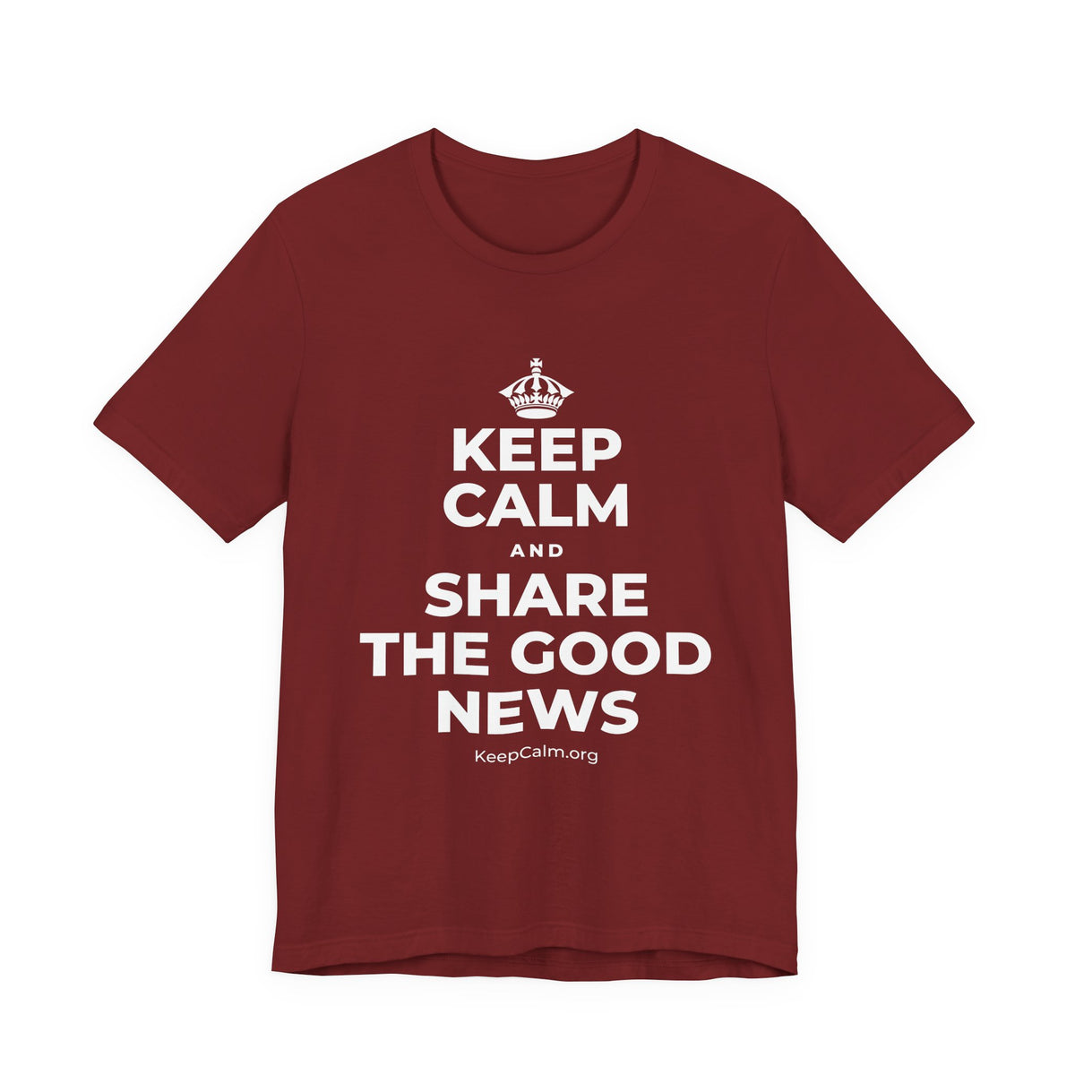 KEEP CALM AND SHARE THE GOOD NEWS T-Shirt (Baby Blue–Silver)
