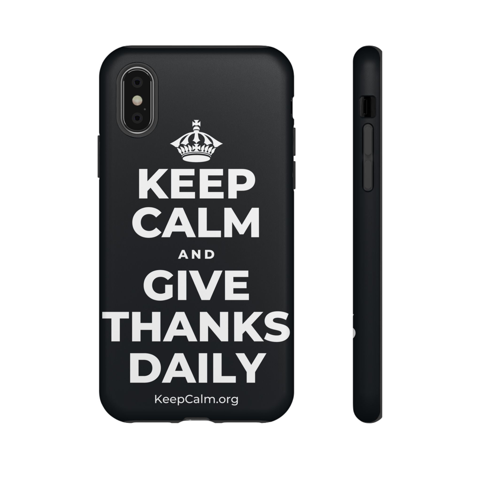 KEEP CALM AND GIVE THANKS DAILY Phone Case (Dark)