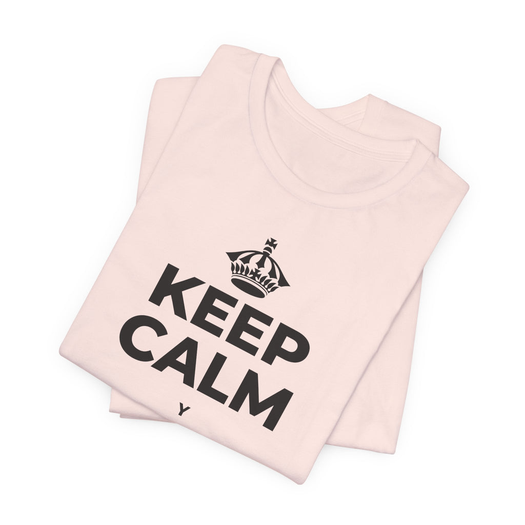 KEEP CALM Y ABRE LAS VENTANAS T-Shirt (Soft Cream–Heather Mauve)