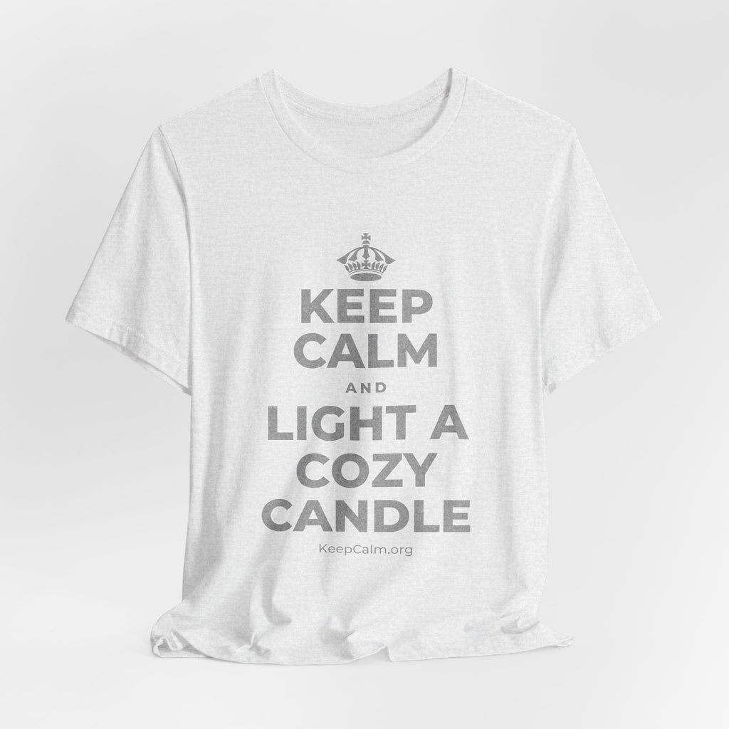 KEEP CALM AND LIGHT A COZY CANDLE T-Shirt (Soft Cream–Heather Mauve)