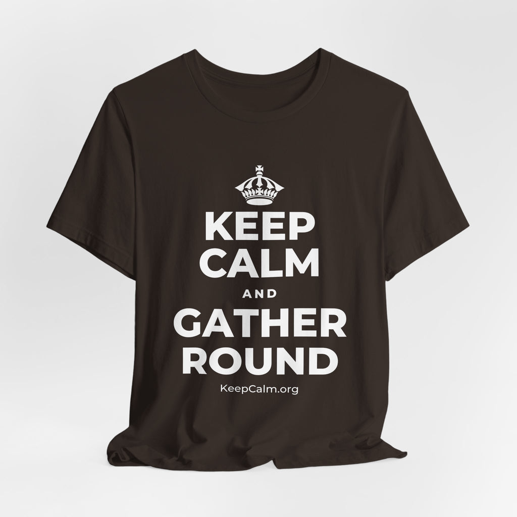 KEEP CALM AND GATHER ROUND T-Shirt (Soft Cream–Heather Mauve)