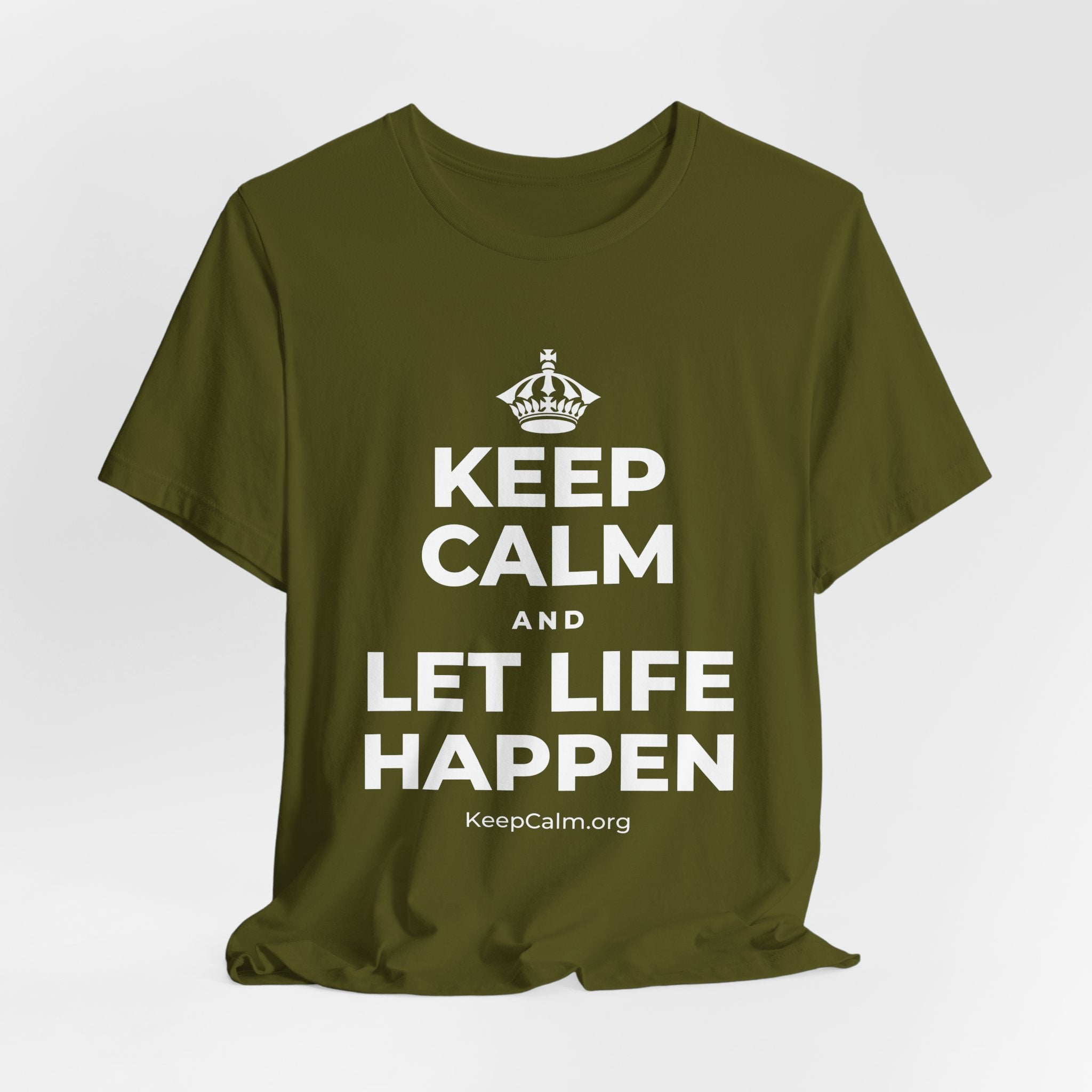 KEEP CALM AND LET LIFE HAPPEN T-Shirt (Baby Blue–Silver)