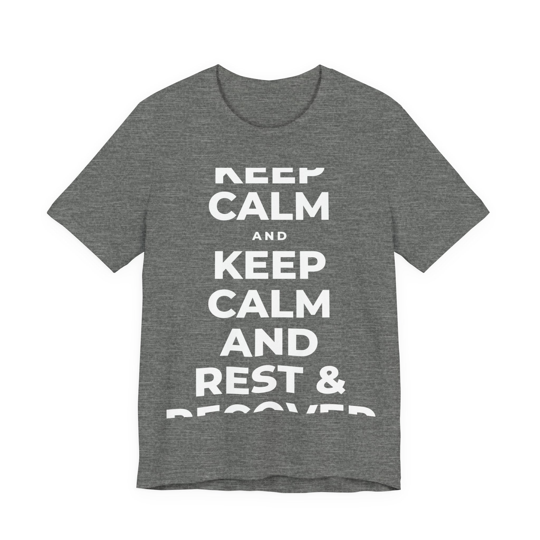 KEEP CALM AND REST & RECOVER T-Shirt (Baby Blue–Silver)