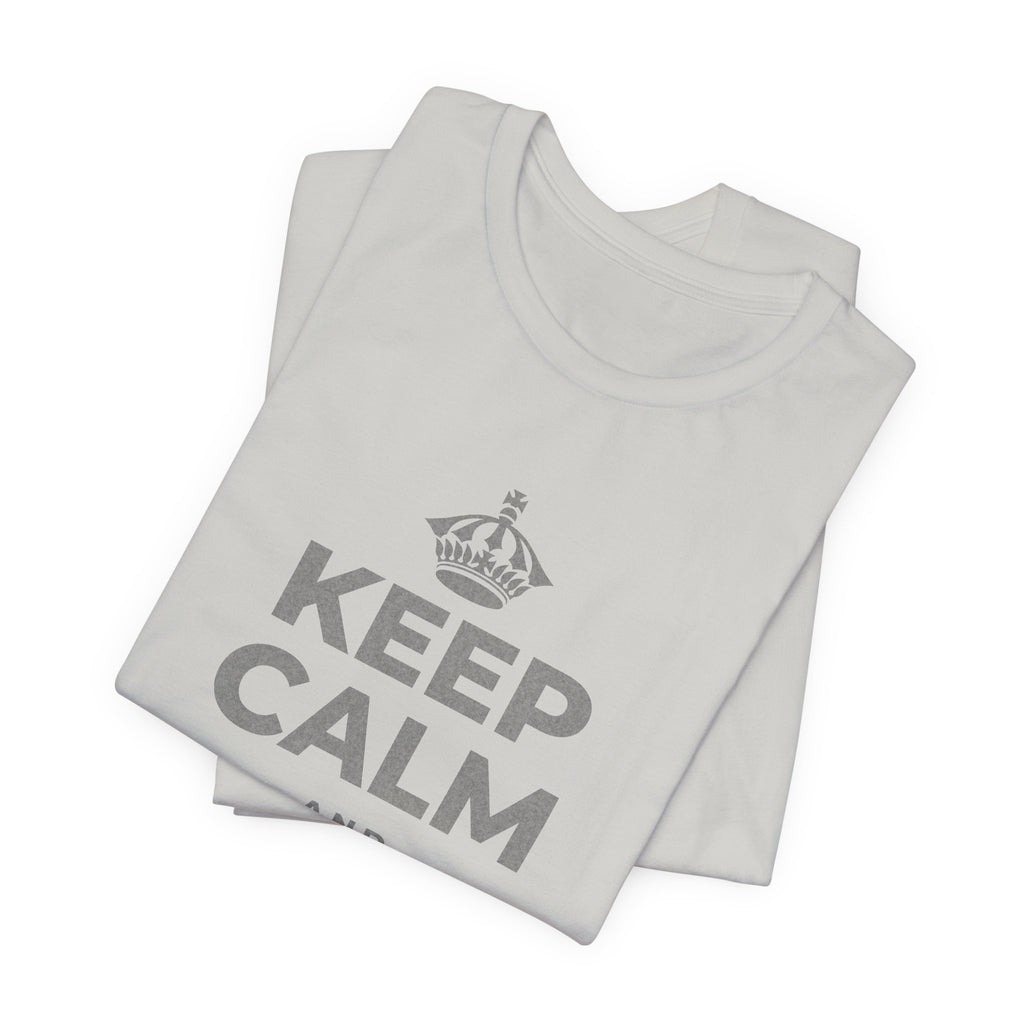 KEEP CALM AND BUILD IT T-Shirt (Baby Blue–Silver)