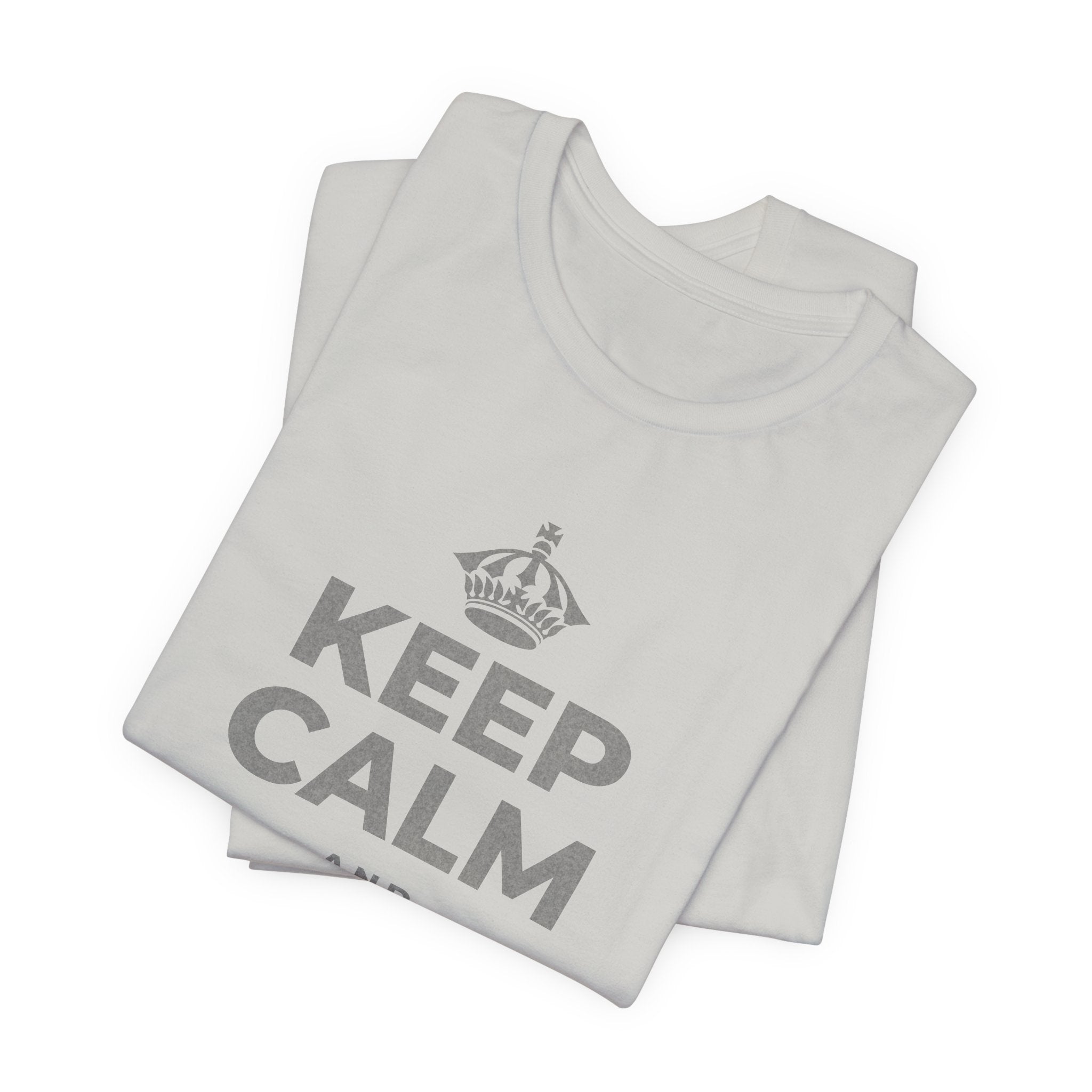 KEEP CALM AND BUILD IT T-Shirt (Baby Blue–Silver)