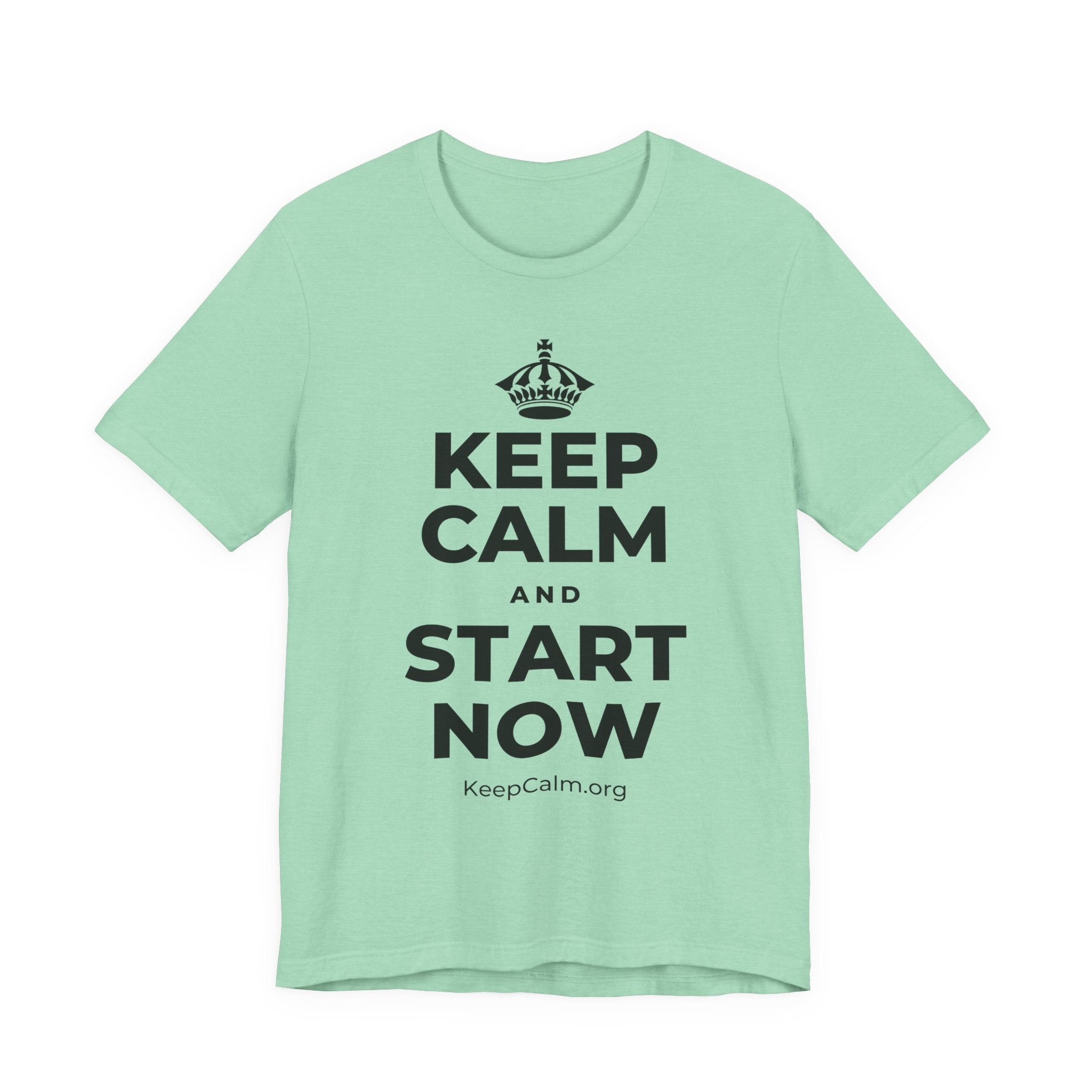 KEEP CALM AND START NOW T-Shirt (Baby Blue–Silver)