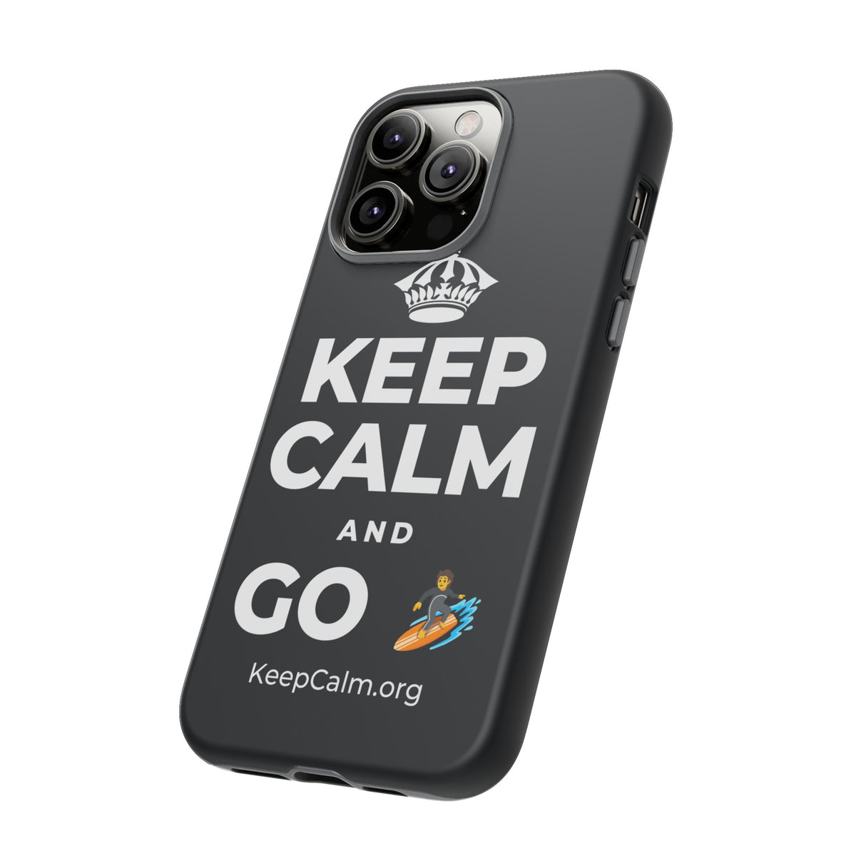 KEEP CALM AND GO 🏄 Phone Case (Dark)
