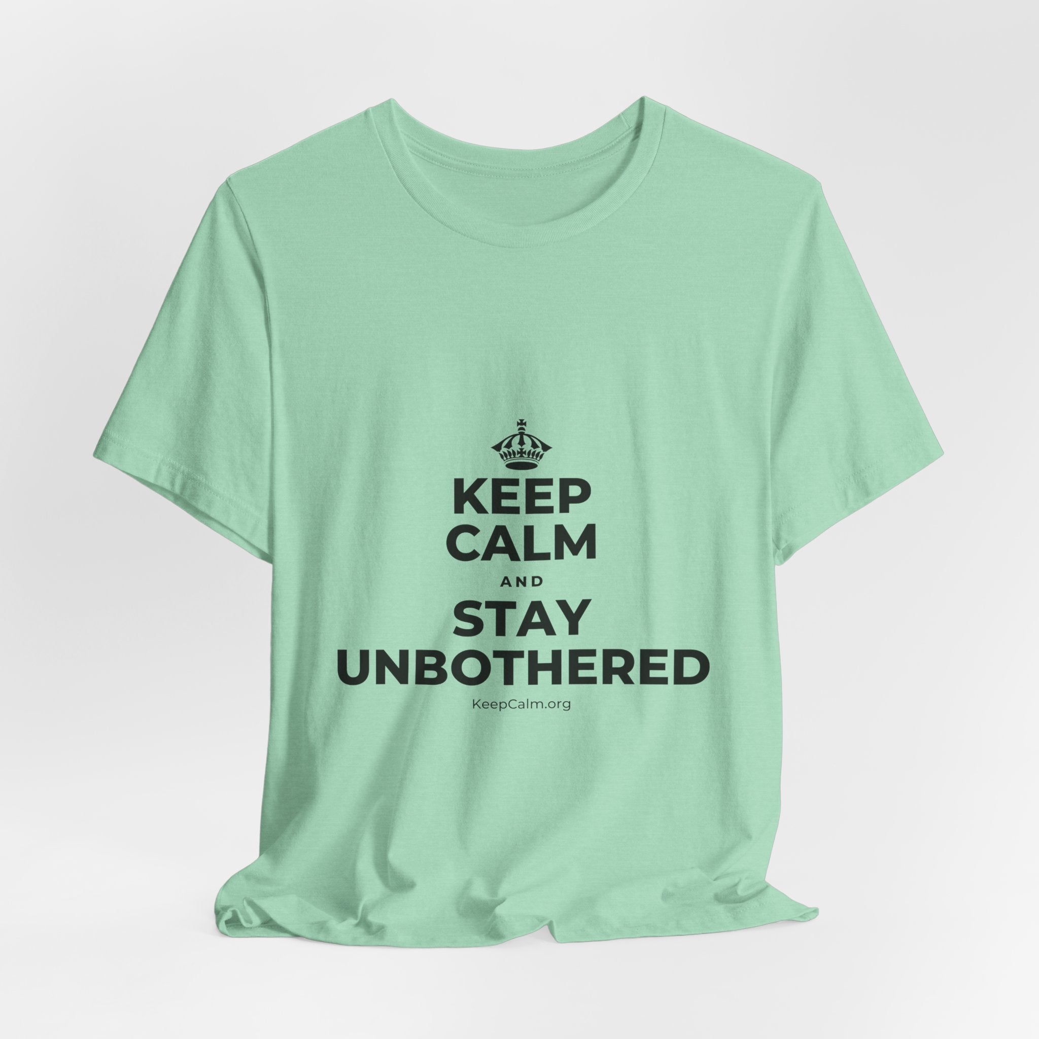 KEEP CALM AND STAY UNBOTHERED T-Shirt (Baby Blue–Silver)
