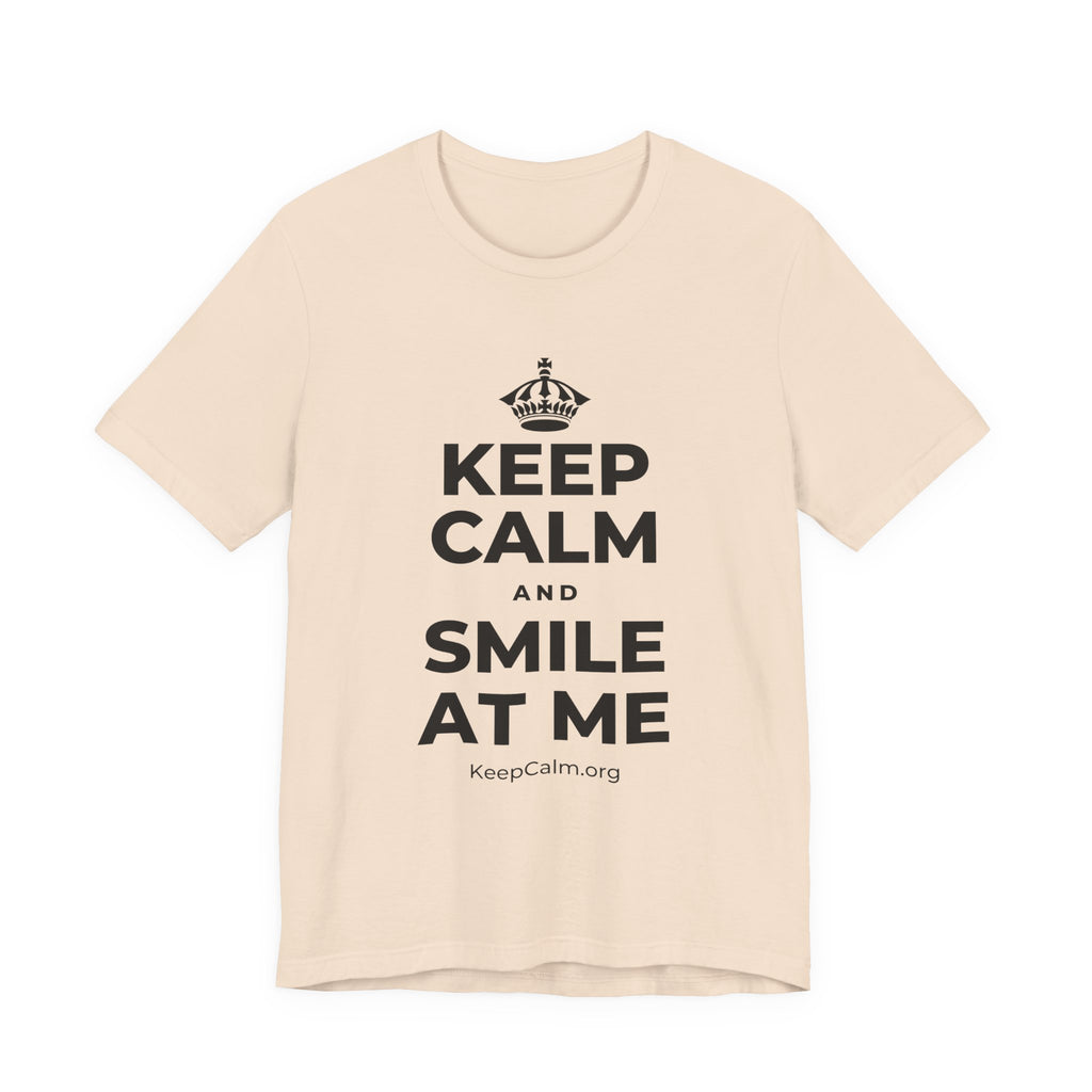 KEEP CALM AND SMILE AT ME T-Shirt (Soft Cream–Heather Mauve)