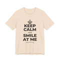KEEP CALM AND SMILE AT ME T-Shirt (Soft Cream–Heather Mauve)