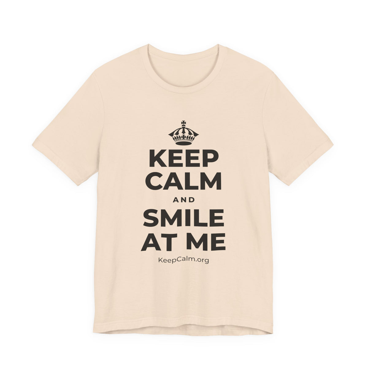 KEEP CALM AND SMILE AT ME T-Shirt (Soft Cream–Heather Mauve)