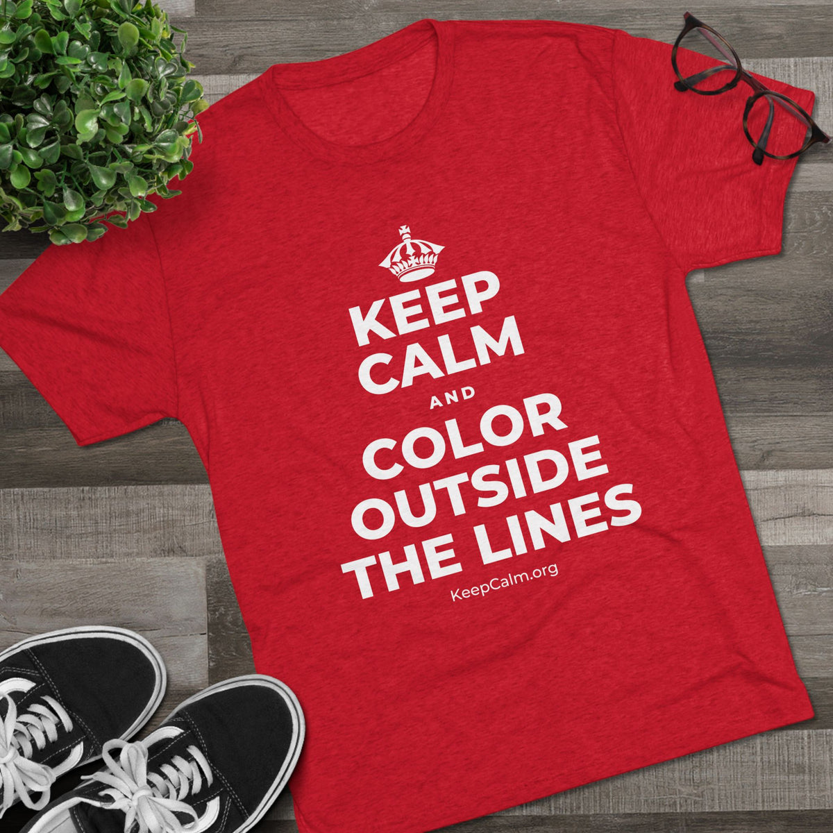 KEEP CALM AND COLOR OUTSIDE THE LINES Tri-Blend Tee