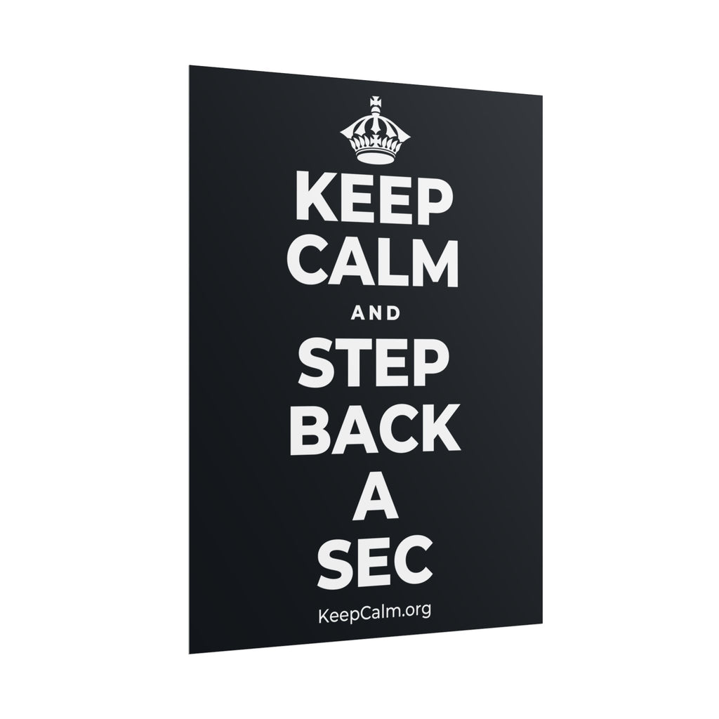 KEEP CALM AND STEP BACK A SEC Poster (Dark)