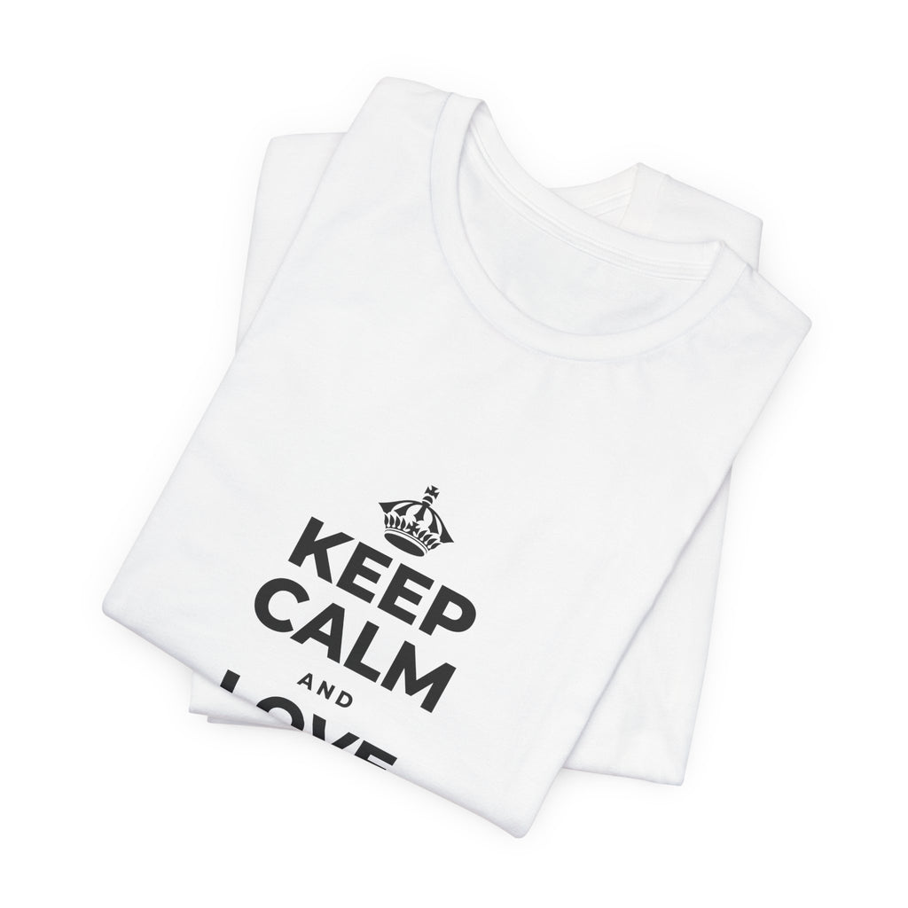 KEEP CALM AND LOVE WITHOUT POSSESSION T-Shirt (White–Asphalt)