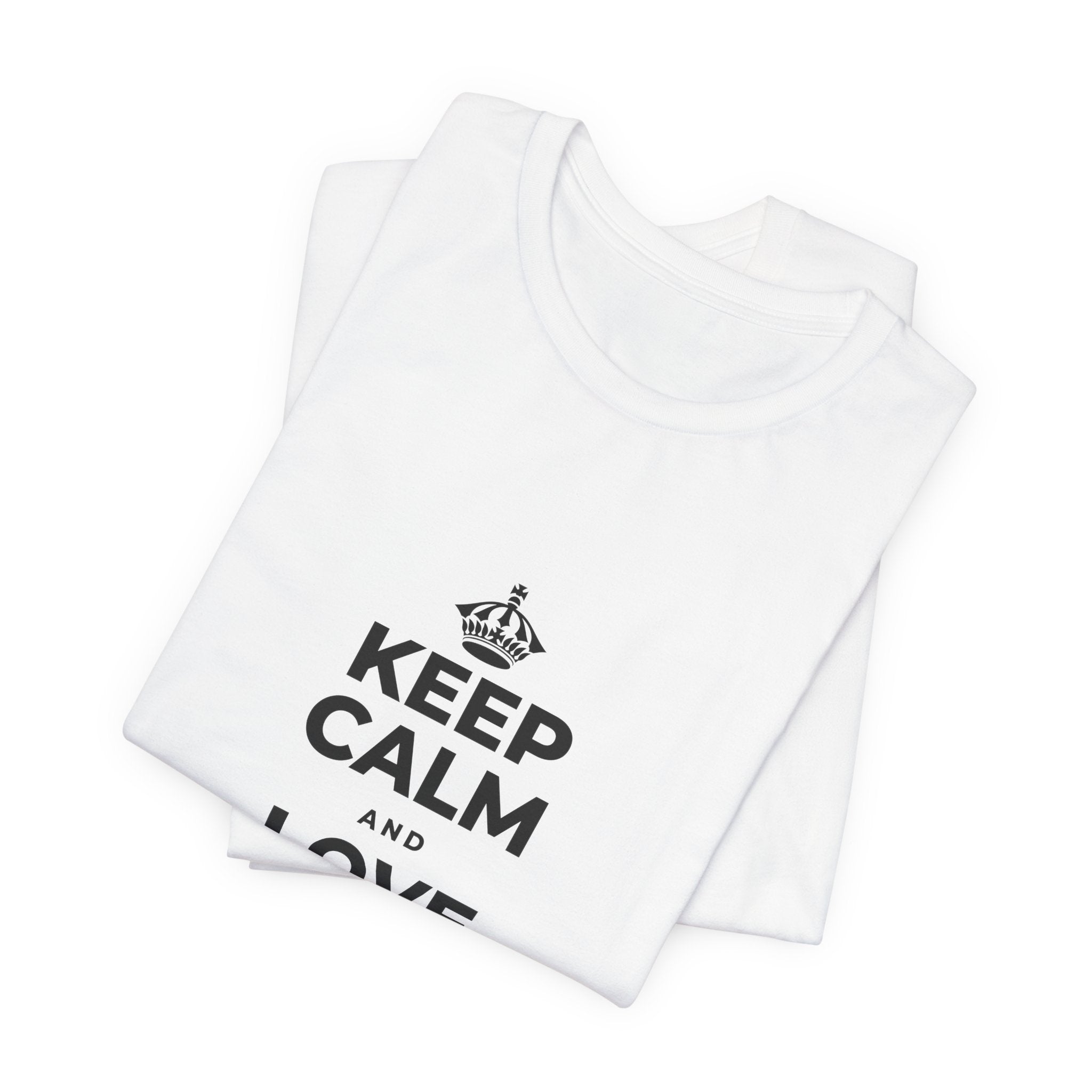 KEEP CALM AND LOVE WITHOUT POSSESSION T-Shirt (White–Asphalt)