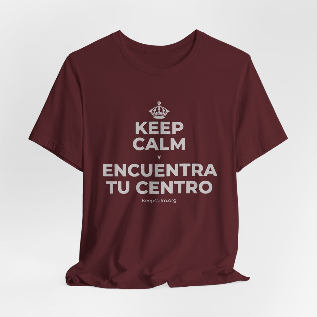 KEEP CALM Y ENCUENTRA TU CENTRO T-Shirt (Baby Blue–Silver)