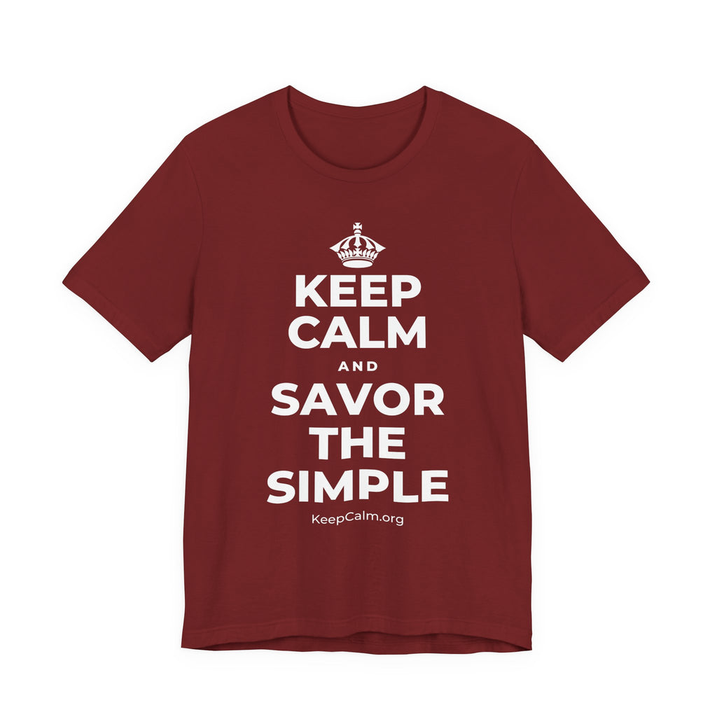 KEEP CALM AND SAVOR THE SIMPLE T-Shirt (Baby Blue–Silver)