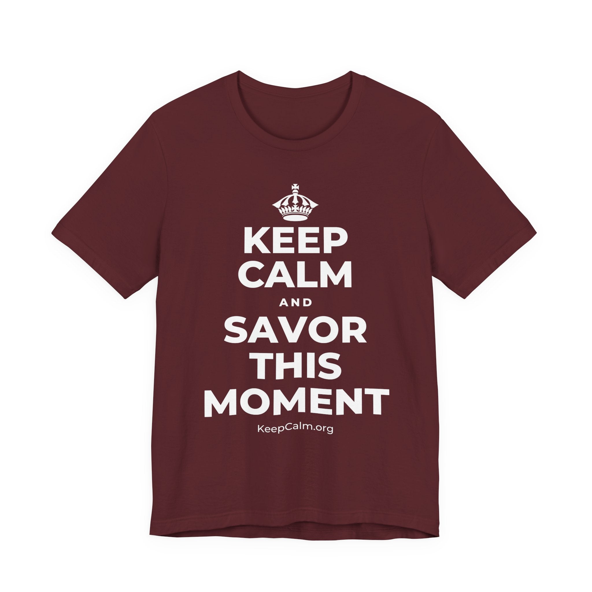 KEEP CALM AND SAVOR THIS MOMENT T-Shirt (Baby Blue–Silver)