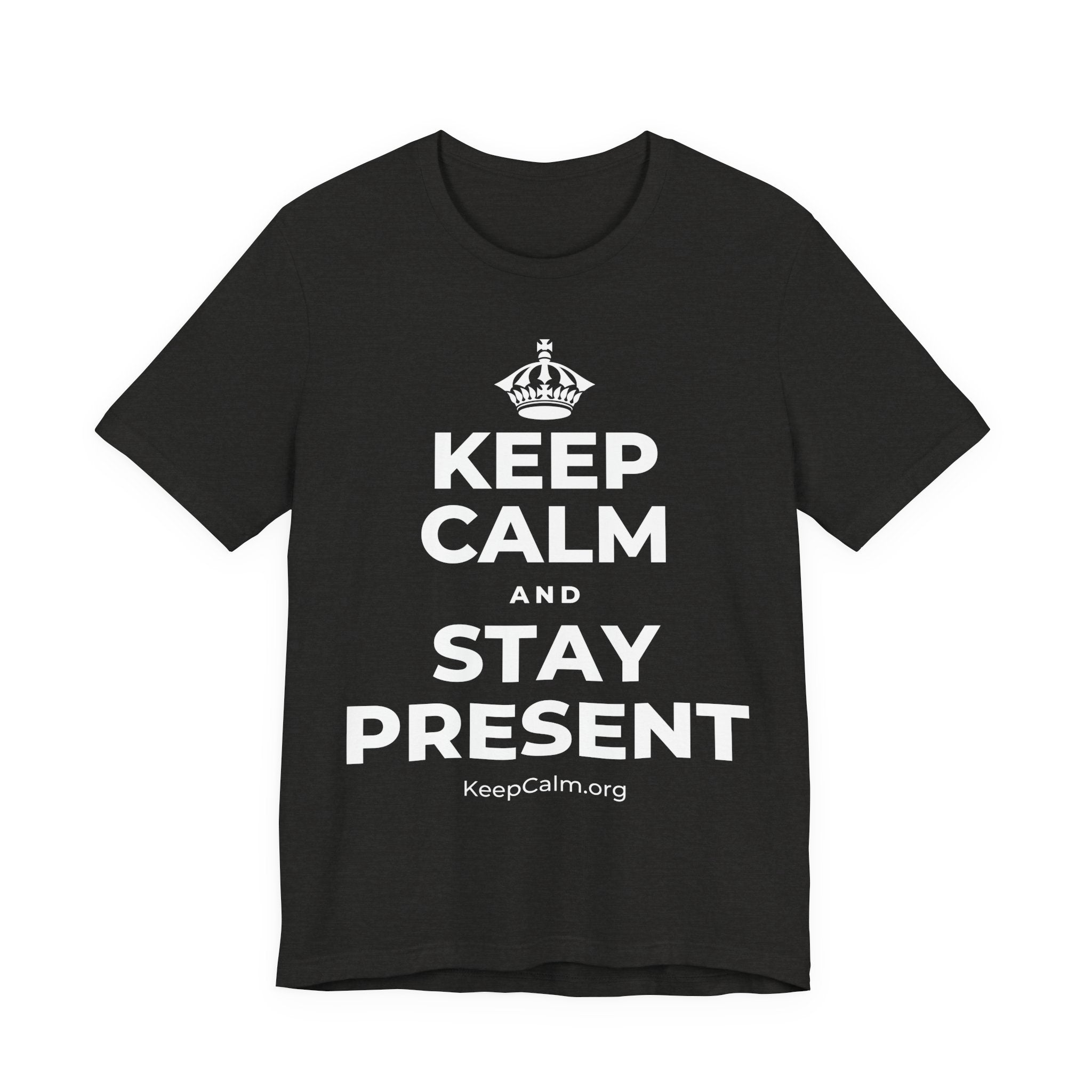 KEEP CALM AND STAY PRESENT T-Shirt (Soft Cream–Heather Mauve)