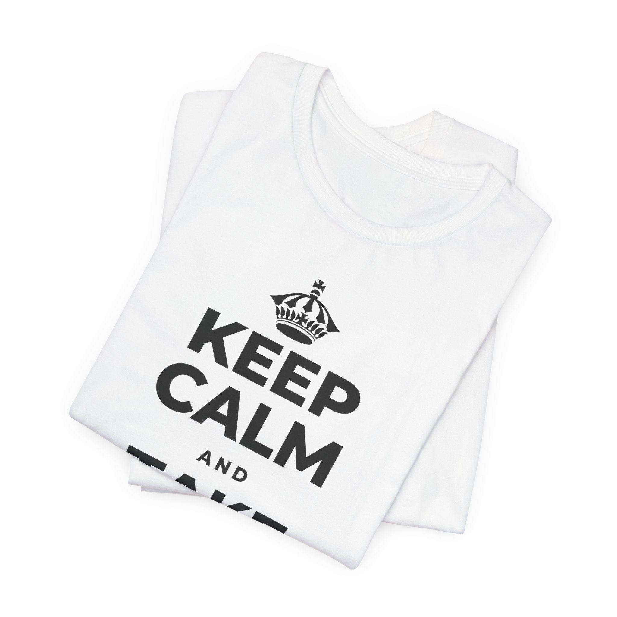 KEEP CALM AND TAKE A BOW T-Shirt (White–Asphalt)