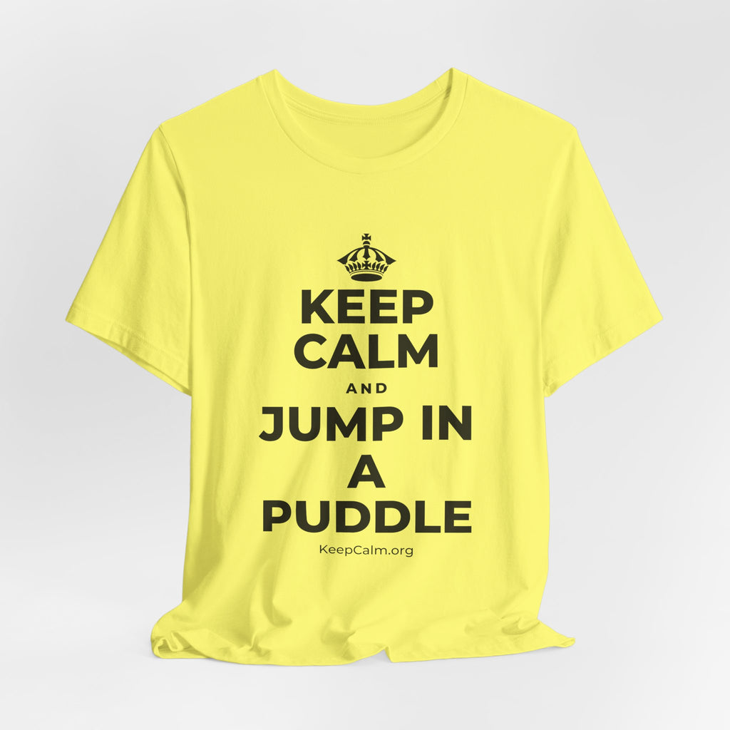 KEEP CALM AND JUMP IN A PUDDLE T-Shirt (Soft Cream–Heather Mauve)