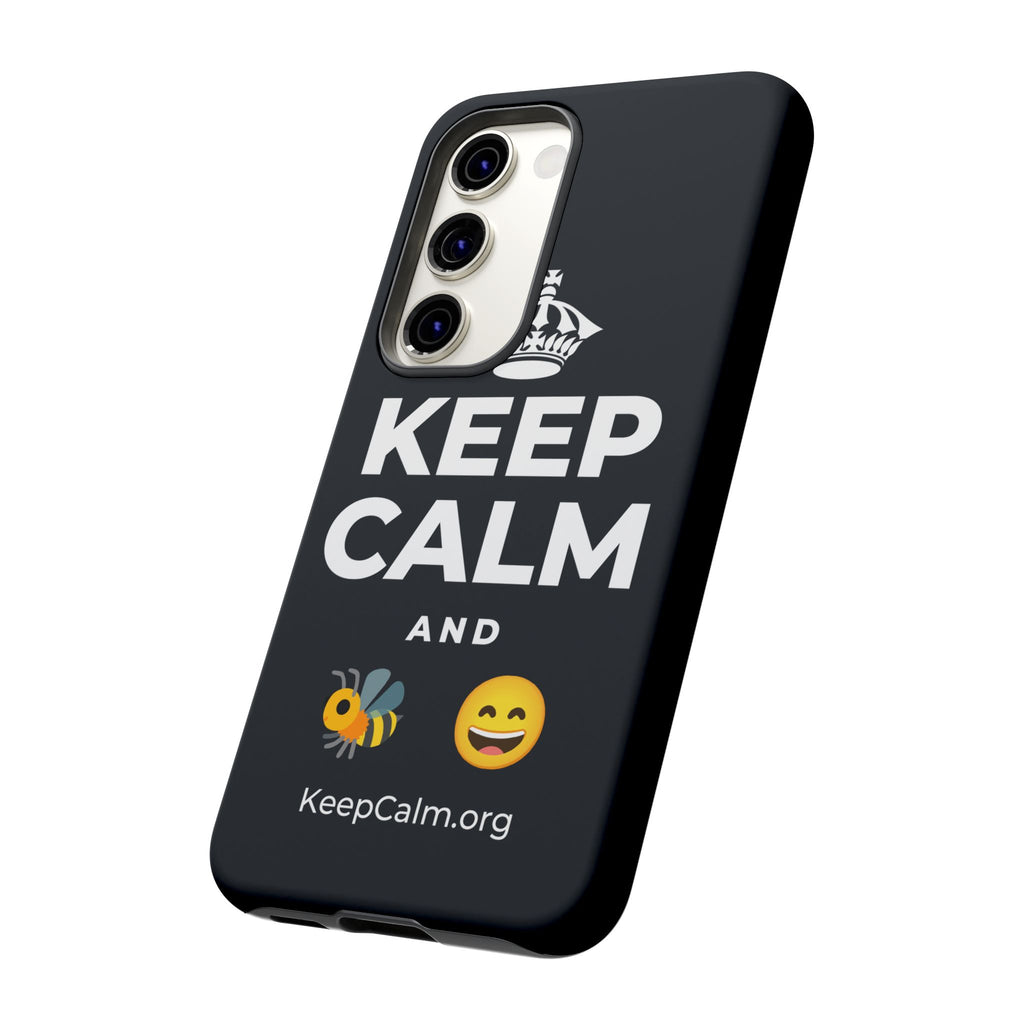 KEEP CALM AND 🐝 😄 Phone Case (Dark)
