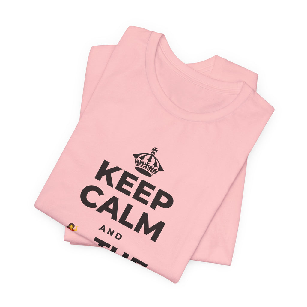 KEEP CALM AND 💃 THE NIGHT AWAY T-Shirt (White–Asphalt)