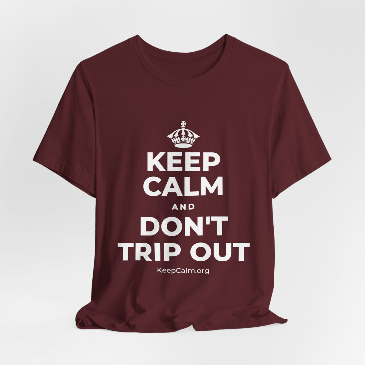 KEEP CALM AND DON'T TRIP OUT T-Shirt (Baby Blue–Silver)