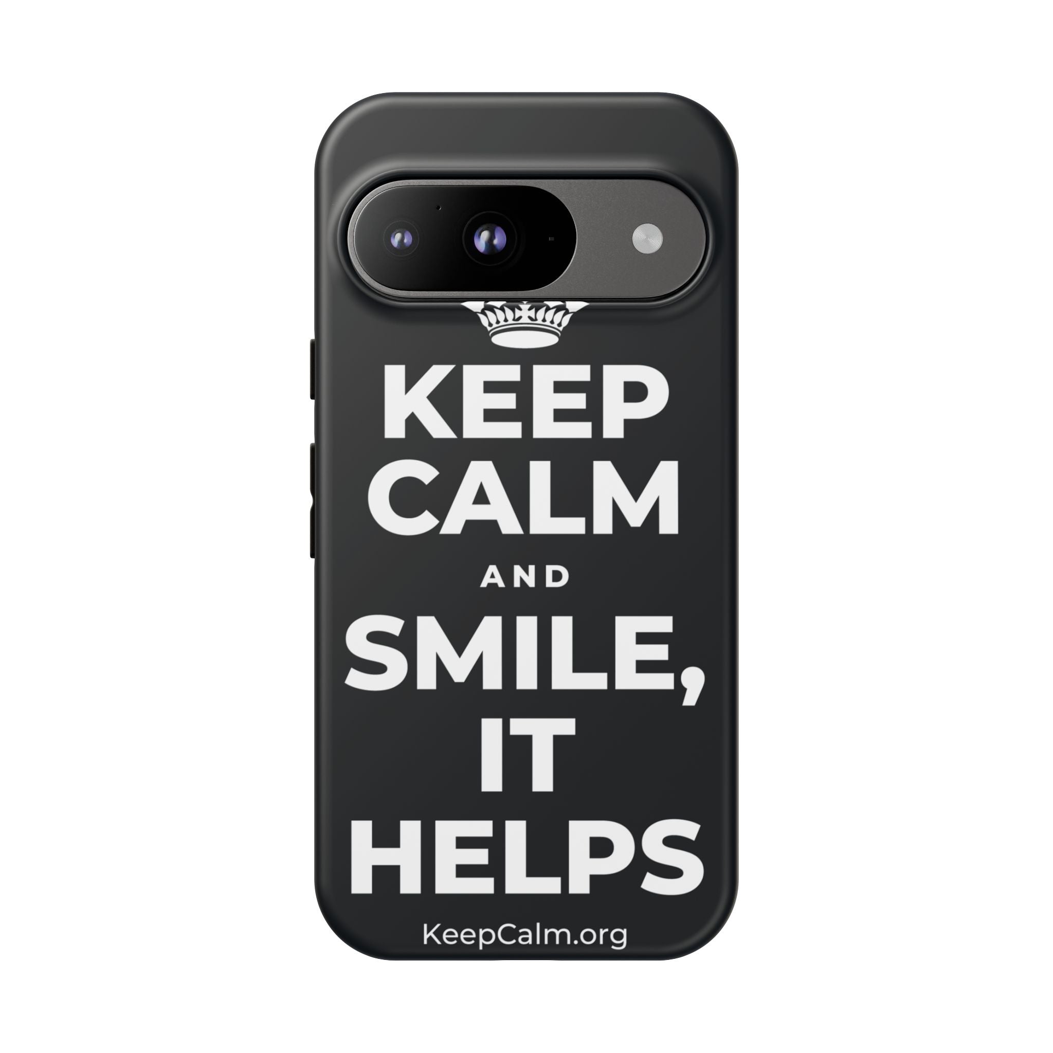 KEEP CALM AND SMILE, IT HELPS Phone Case (Dark)