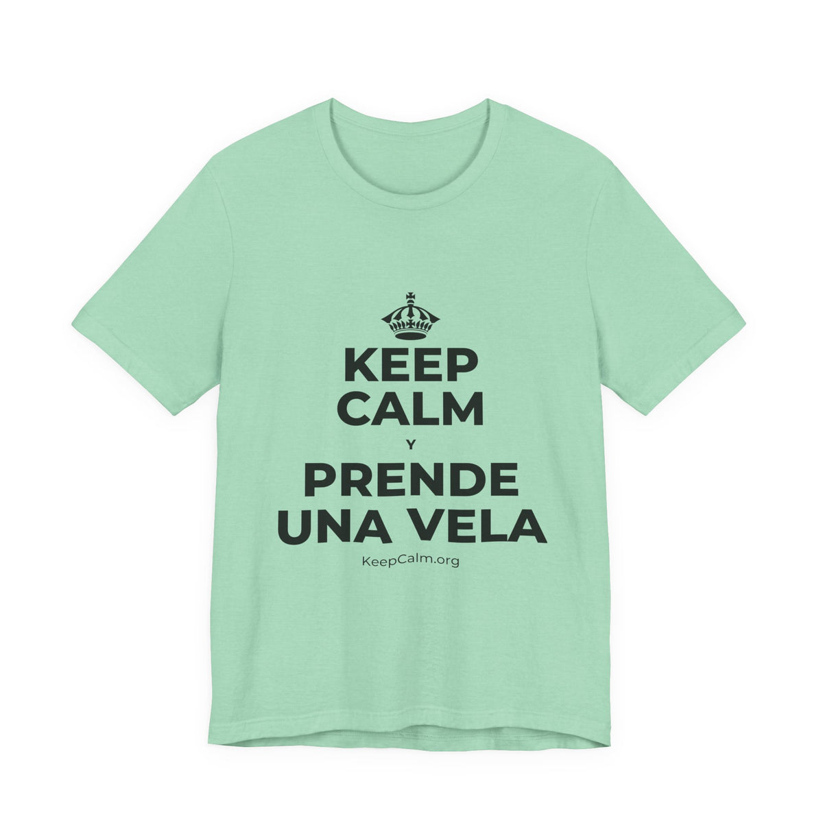 KEEP CALM Y PRENDE UNA VELA T-Shirt (Baby Blue–Silver)