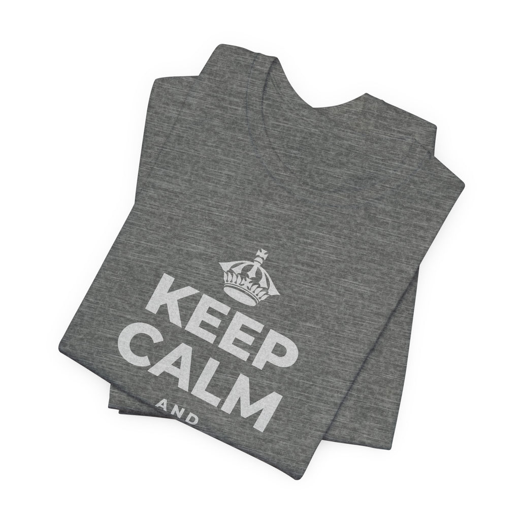 KEEP CALM AND LOOK UP TODAY T-Shirt (Baby Blue–Silver)