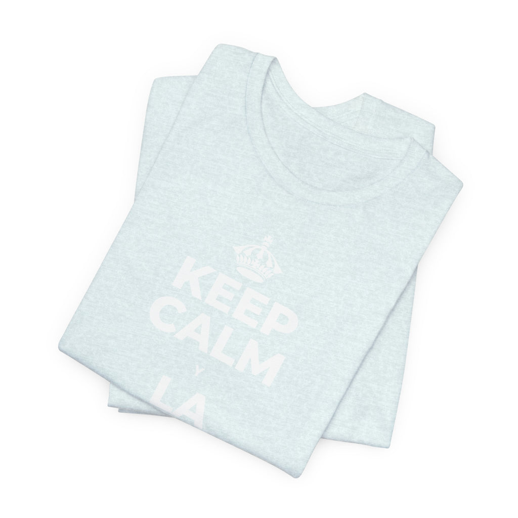 KEEP CALM Y LA FRENTE EN ALTO T-Shirt (Soft Cream–Heather Mauve)