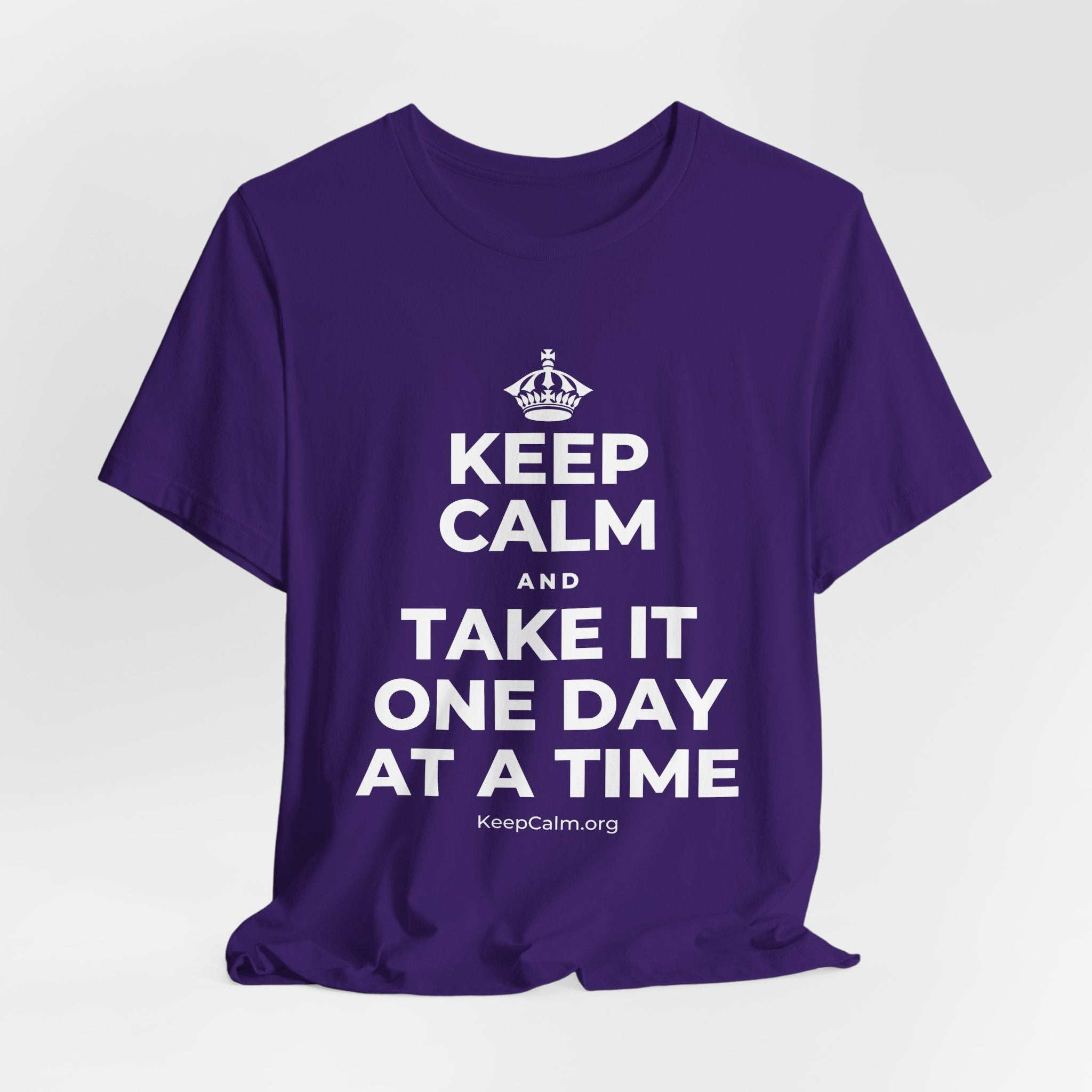 KEEP CALM AND TAKE IT ONE DAY AT A TIME T-Shirt (Soft Cream–Heather Mauve)