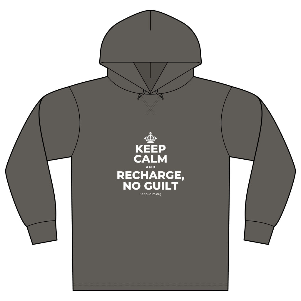 KEEP CALM AND RECHARGE, NO GUILT Organic Hoodie Tee