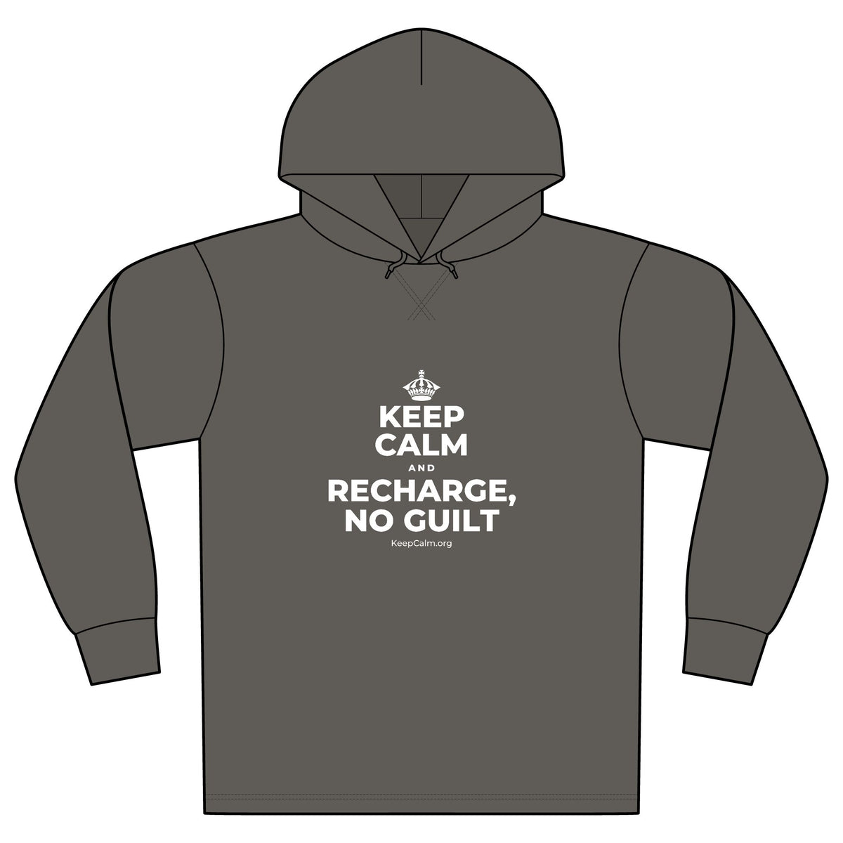 KEEP CALM AND RECHARGE, NO GUILT Organic Hoodie Tee