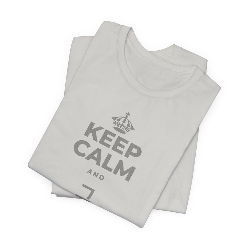 KEEP CALM AND 그 질문을 해요 T-Shirt (Baby Blue–Silver)