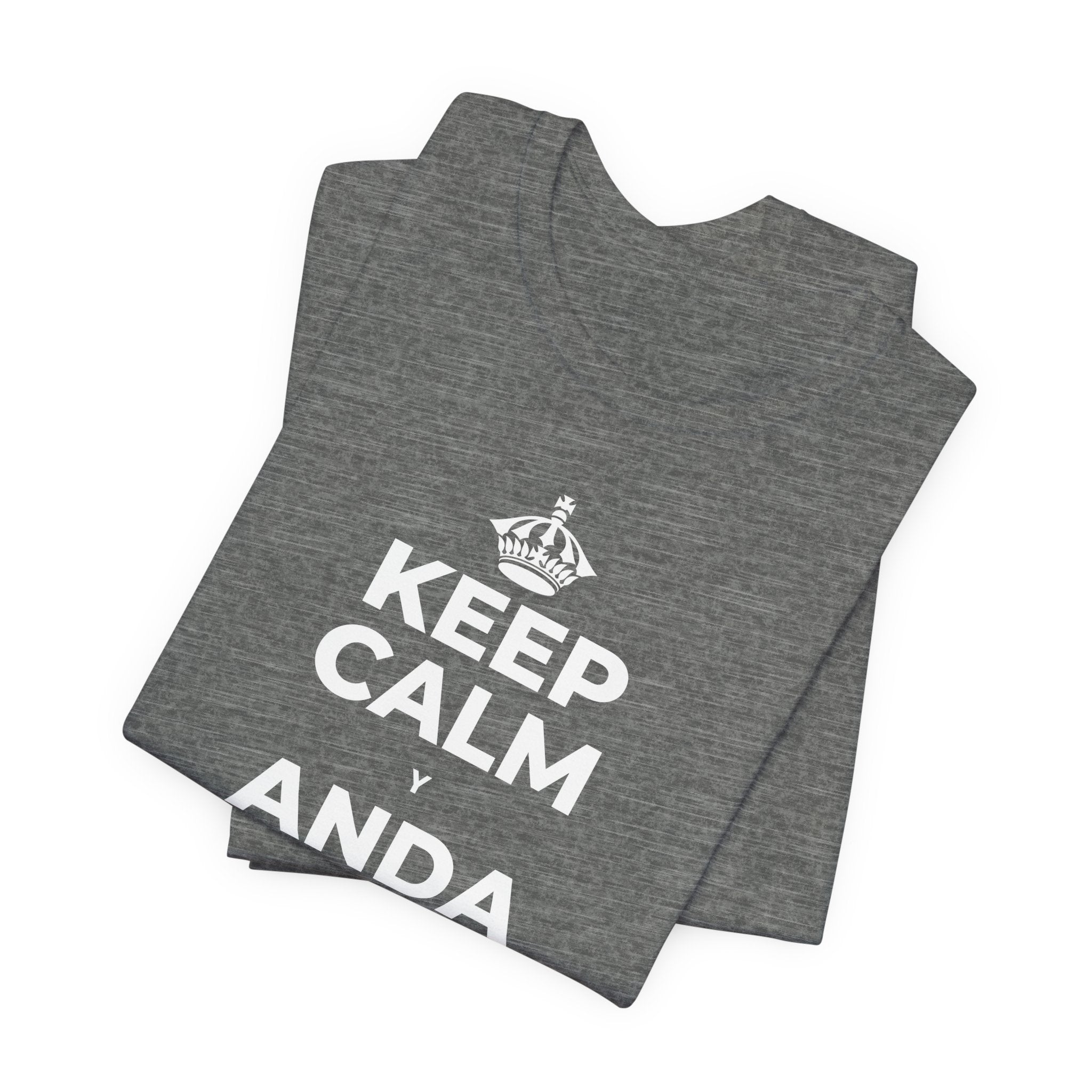 KEEP CALM Y ANDA DESCALZO EN EL PASTO T-Shirt (Baby Blue–Silver)
