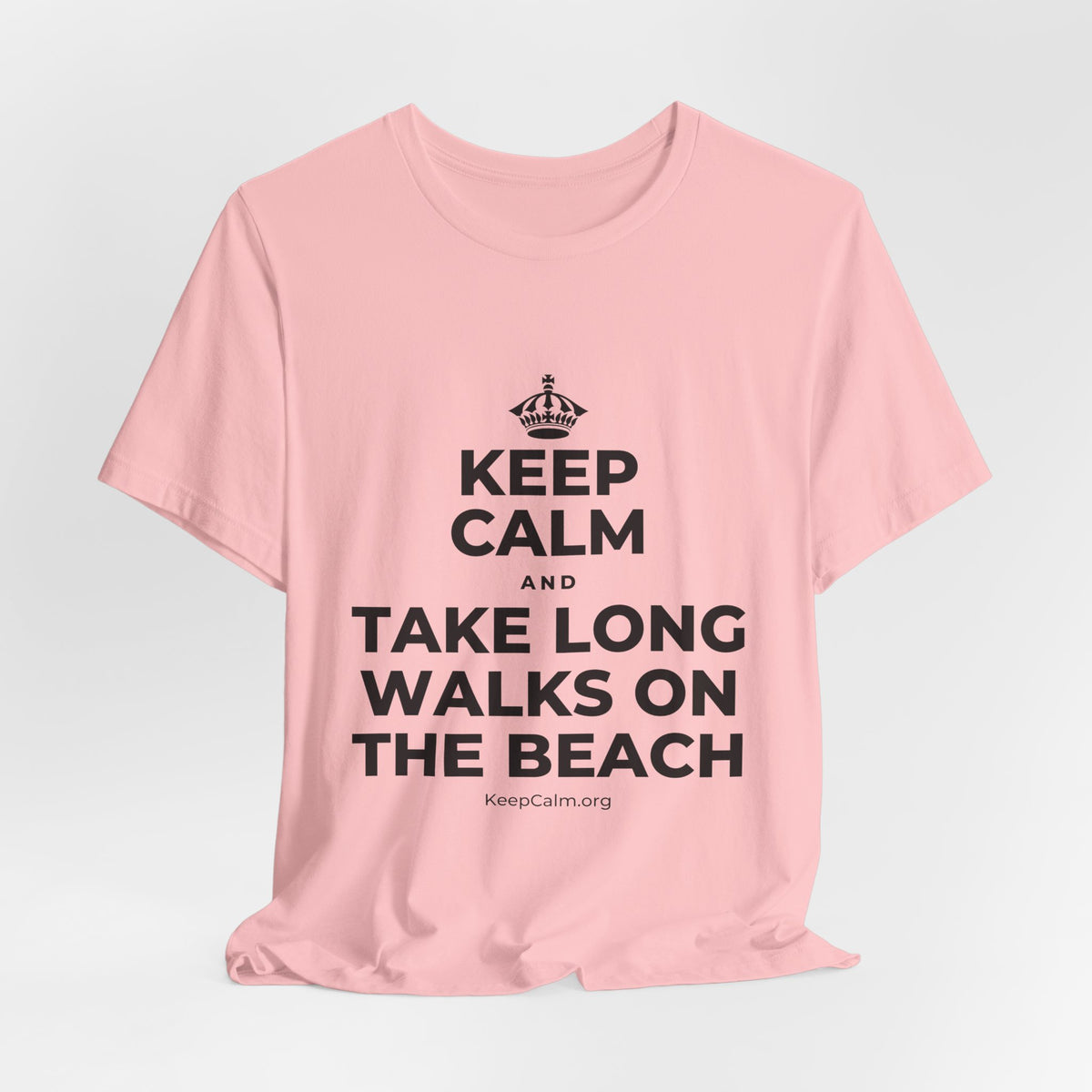 KEEP CALM AND TAKE LONG WALKS ON THE BEACH T-Shirt (White–Asphalt)