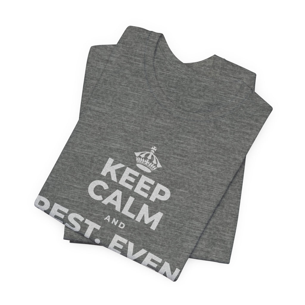 KEEP CALM AND REST, EVEN WIDE AWAKE T-Shirt (Baby Blue–Silver)