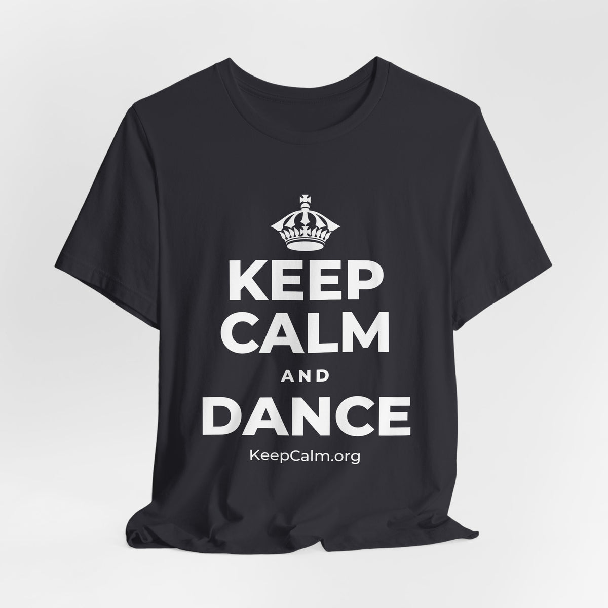 KEEP CALM AND DANCE T-Shirt (Baby Blue–Silver)