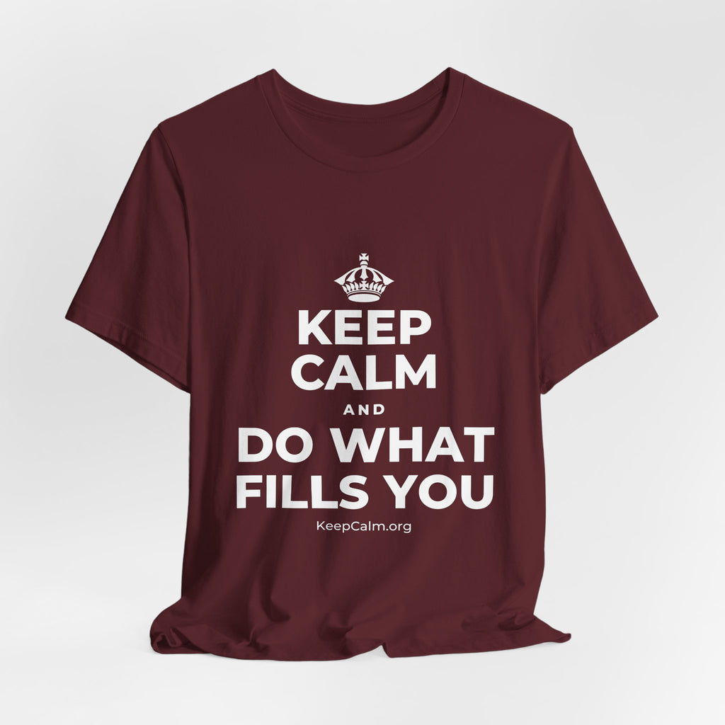 KEEP CALM AND DO WHAT FILLS YOU T-Shirt (Baby Blue–Silver)