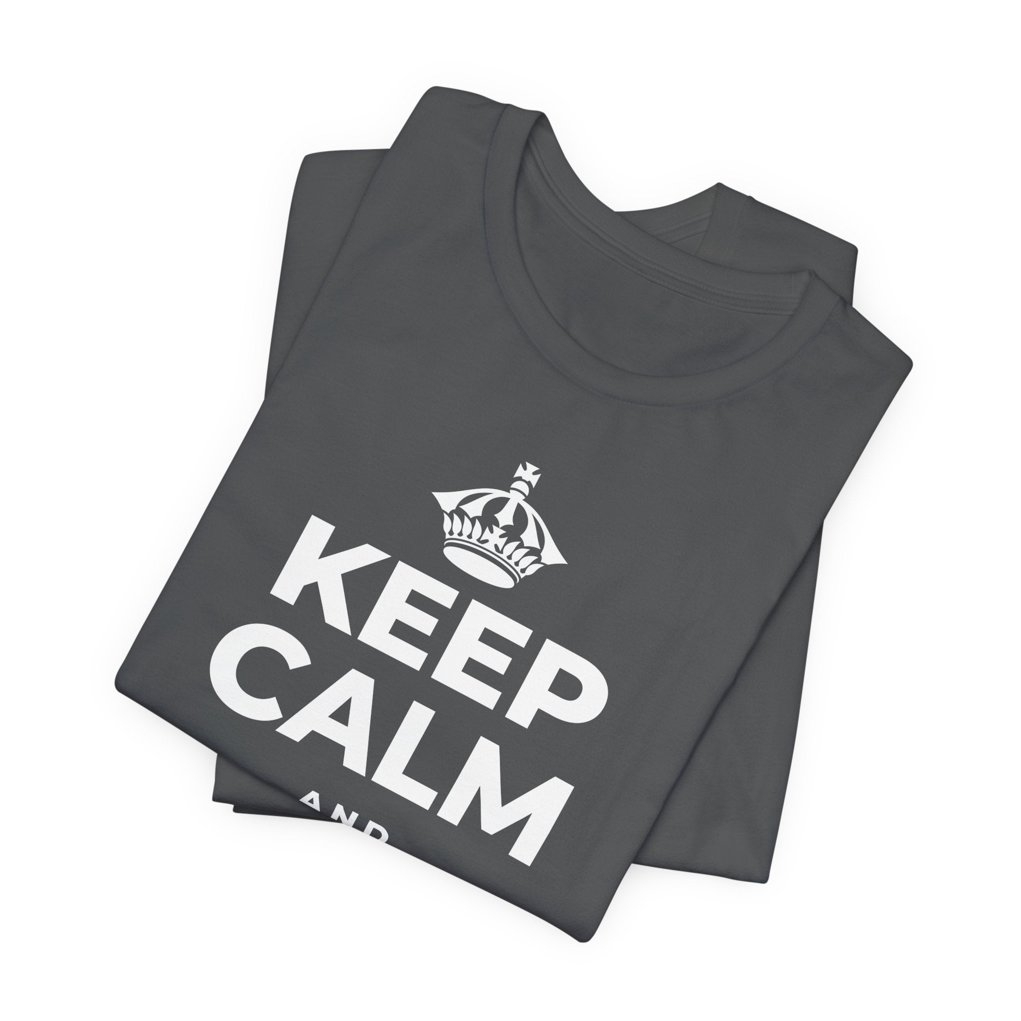 KEEP CALM AND BREATHE DEEPLY T-Shirt (White–Asphalt)